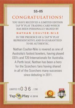 2018-19 Tap 'N' Play CA/BBL/WBBL - Signature Stars #SS-05 Nathan Coulter-Nile Back