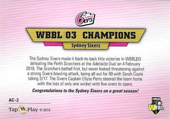 2018-19 Tap 'N' Play CA/BBL/WBBL - Album Cards #AC-2 Sydney Sixers Back