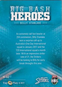 2017-18 Tap 'N' Play BBL Cricket - Heroes #H-02 Billy Stanlake Back