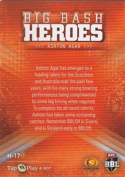 2017-18 Tap 'N' Play BBL Cricket - Heroes #H-17 Ashton Agar Back