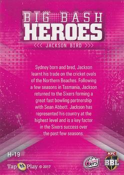 2017-18 Tap 'N' Play BBL Cricket - Heroes #H-19 Jackson Bird Back