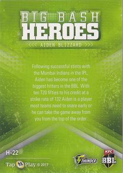 2017-18 Tap 'N' Play BBL Cricket - Heroes #H-22 Aiden Blizzard Back