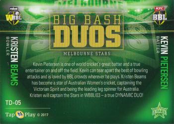 2017-18 Tap 'N' Play BBL Cricket - Team Duos #TD-05 Kevin Pietersen / Kristen Beams Back