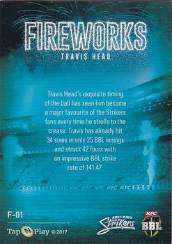 2017-18 Tap 'N' Play BBL Cricket - Fireworks #F-01 Travis Head Back