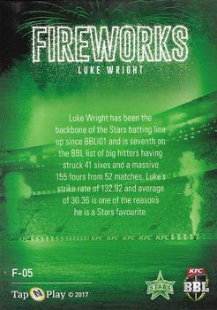2017-18 Tap 'N' Play BBL Cricket - Fireworks #F-05 Luke Wright Back