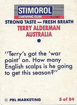 1990-91 Scanlens Cricket The Aussies vs The Poms #5 Terry Alderman Back