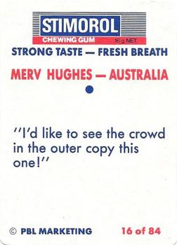 1990-91 Scanlens Cricket The Aussies vs The Poms #16 Merv Hughes Back