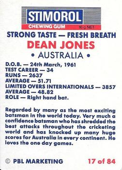 1990-91 Scanlens Cricket The Aussies vs The Poms #17 Dean Jones Back