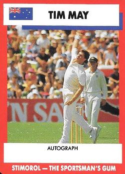 1990-91 Scanlens Cricket The Aussies vs The Poms #20 Tim May Front