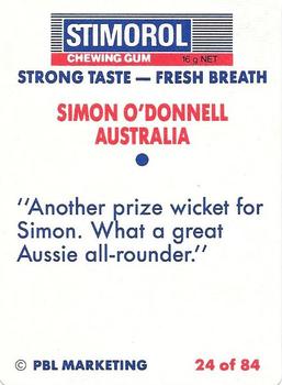 1990-91 Scanlens Cricket The Aussies vs The Poms #24 Simon O'Donnell Back