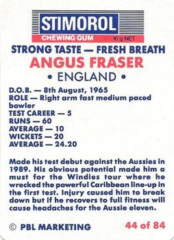 1990-91 Scanlens Cricket The Aussies vs The Poms #44 Angus Fraser Back