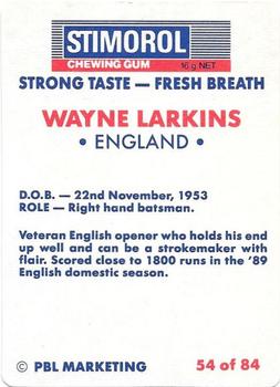 1990-91 Scanlens Cricket The Aussies vs The Poms #54 Wayne Larkins Back