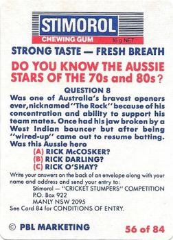 1990-91 Scanlens Cricket The Aussies vs The Poms #56 Rick McCosker Back