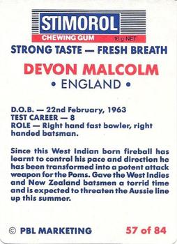 1990-91 Scanlens Cricket The Aussies vs The Poms #57 Devon Malcolm Back