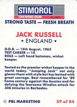 1990-91 Scanlens Cricket The Aussies vs The Poms #59 Jack Russell Back
