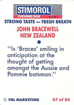 1990-91 Scanlens Cricket The Aussies vs The Poms #67 John Bracewell Back