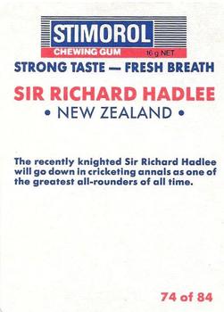 1990-91 Scanlens Cricket The Aussies vs The Poms #74 Sir Richard Hadlee Back