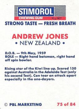 1990-91 Scanlens Cricket The Aussies vs The Poms #75 Andrew Jones Back