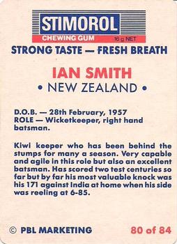 1990-91 Scanlens Cricket The Aussies vs The Poms #80 Ian Smith Back
