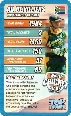 2015 Top Trumps World Cricket Stars ODI Edition #NNO AB de Villiers Front