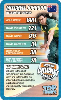 2015 Top Trumps World Cricket Stars ODI Edition #NNO Mitchell Johnson Front