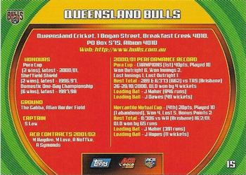 2002 Topps ACB Gold #15 Queensland Bulls Badge Back