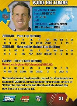 2002 Topps ACB Gold #21 Wade Seccombe Back