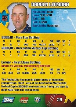 2002 Topps ACB Gold #29 Darren Lehmann Back