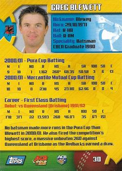 2002 Topps ACB Gold #30 Greg Blewett Back