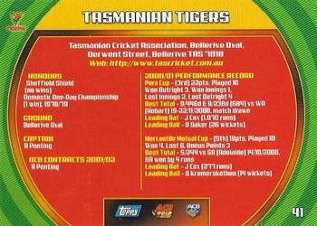 2002 Topps ACB Gold #41 Tasmanian Tigers Badge Back