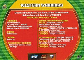 2002 Topps ACB Gold #67 Western Warriors Badge Back