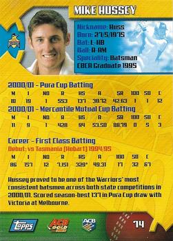 2002 Topps ACB Gold #74 Mike Hussey Back