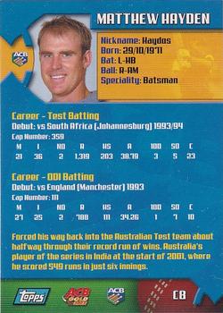 2002 Topps ACB Gold - ACB Contracts #C8 Matthew Hayden Back