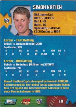 2002 Topps ACB Gold - ACB Contracts #C9 Simon Katich Back