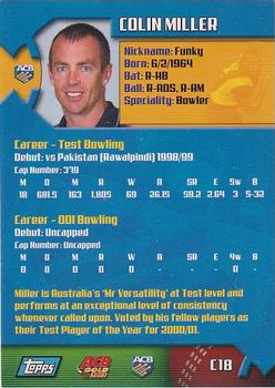 2002 Topps ACB Gold - ACB Contracts #C18 Colin Miller Back
