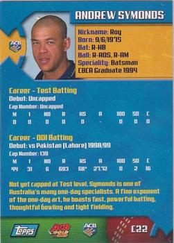 2002 Topps ACB Gold - ACB Contracts #C22 Andrew Symonds Back