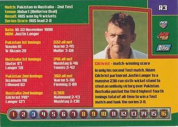 2002 Topps ACB Gold - Record Breakers #R3 vs Pakistan / Adam Gilchrist Back