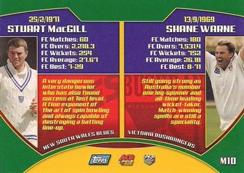 2002 Topps ACB Gold - Match-Ups #M10 Shane Warne / Stuart MacGill Back