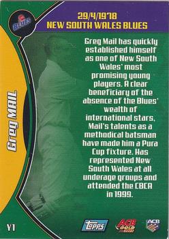 2002 Topps ACB Gold - Rising Stars #Y1 Greg Mail Back