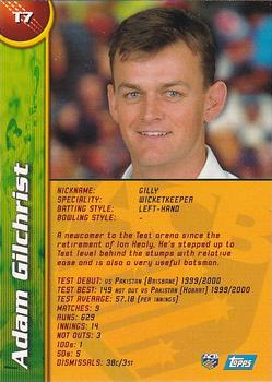 2000-01 Topps ACB Gold - Test Stars #T7 Adam Gilchrist Back