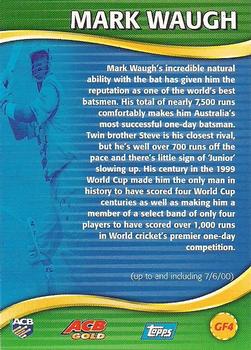 2000-01 Topps ACB Gold - Great Feats #GF4 Mark Waugh Back