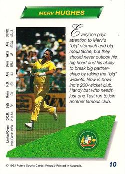 1993-94 Futera International Cricket #10 Merv Hughes Back