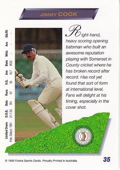 1993-94 Futera International Cricket #35 Jimmy Cook Back