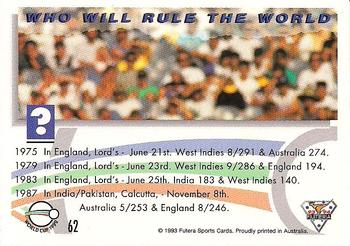 1993-94 Futera International Cricket #62 Who Will Rule the World Back