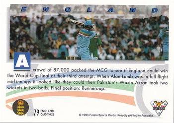 1993-94 Futera International Cricket #79 England Back