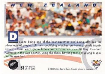 1993-94 Futera International Cricket #88 New Zealand Back