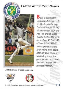 1993-94 Futera International Cricket - Honours Awards #114 Curtly Ambrose Back