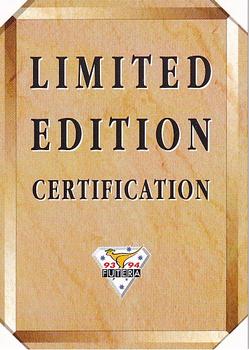 1993-94 Futera International Cricket - The Greatest Legend Sir Donald Bradman Exchange #NNO Limited Edition Certification Front