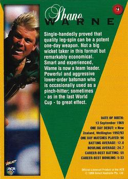 1998-99 Select Tradition Hobby Exclusive #21 Shane Warne Back