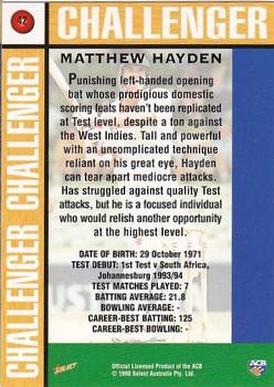 1998-99 Select Tradition Hobby Exclusive #42 Matthew Hayden Back